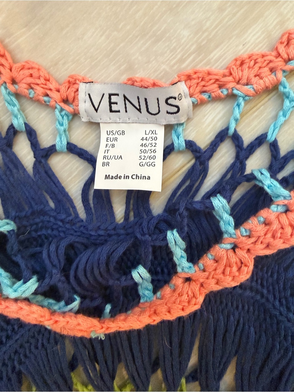 VENUS Multicolor Crochet Swim Coverup with Fringe - Picture 5 of 5